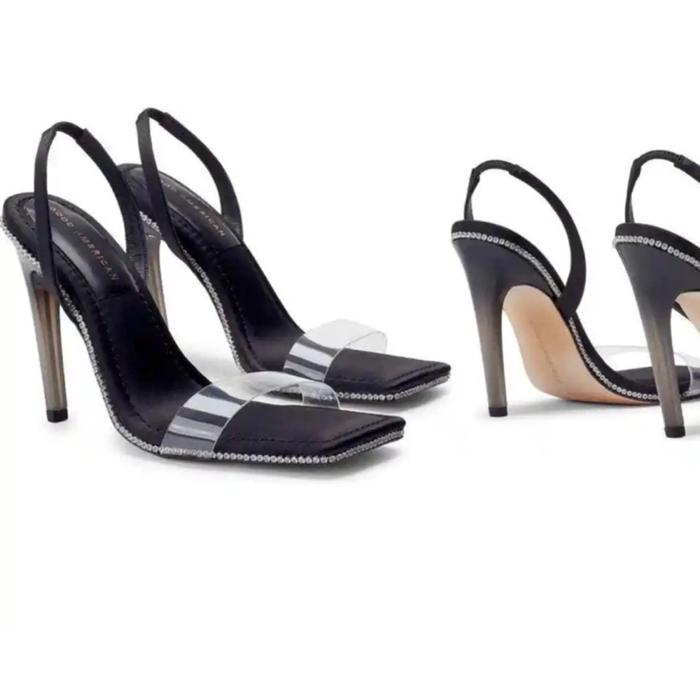 Good American Crystal Crush Lucite
Sandal in Black
